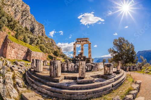 Delphi with ruins of the Temple in Greece photo