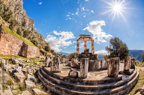 Delphi with ruins of the Temple in Greece photo