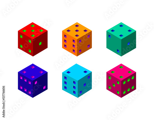 Dice set. 3d Vector colorfu...