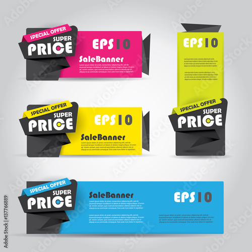Vibrant sale banner template, horizontal advertising business banner template 
