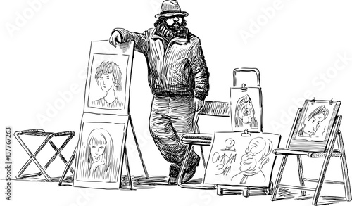 sketch of a street artist