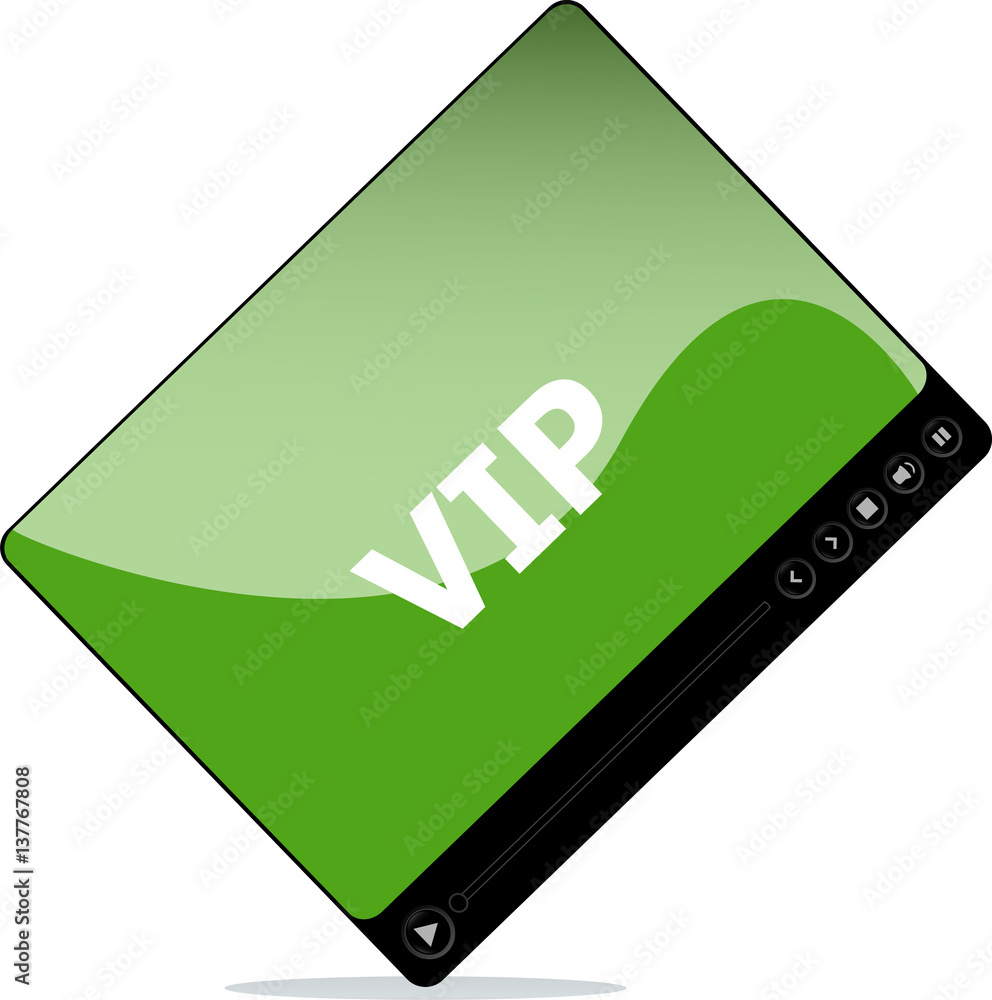 Video movie media player with vip word on it Video movie media player with vip word on it