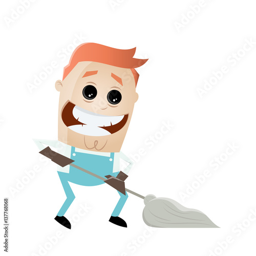 cleaning service man wiping the floor