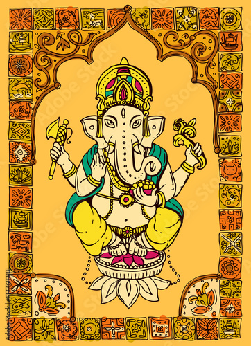 Vector illustration with Ganesha.
