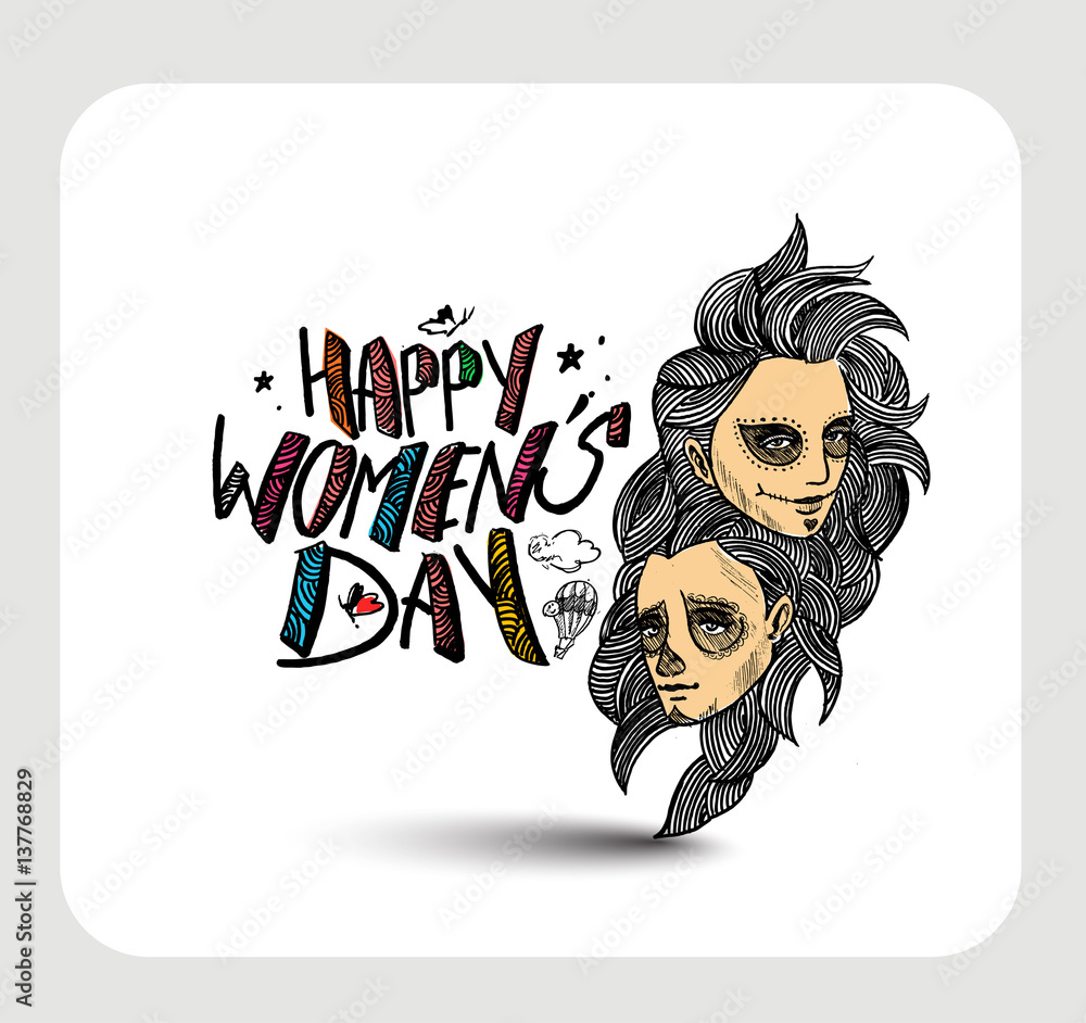 Happy Women's Day greeting card design.