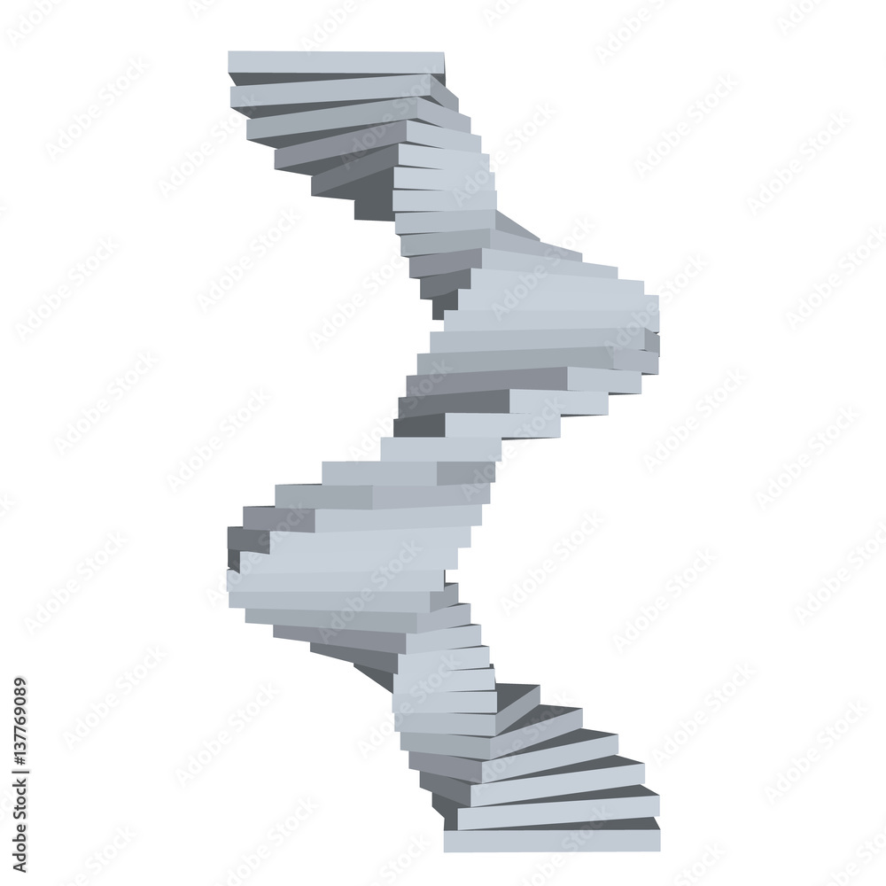 Obraz premium Spiral staircase. Isolated on white background.3d Vector illustration.