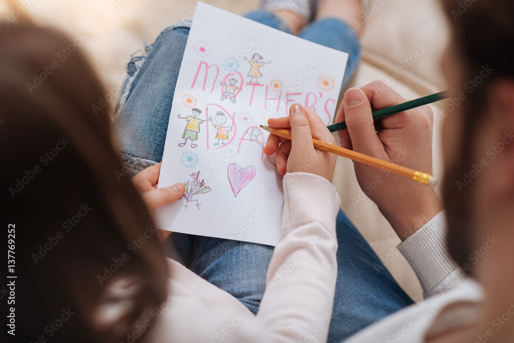 Close up of a Mothers Day postcard