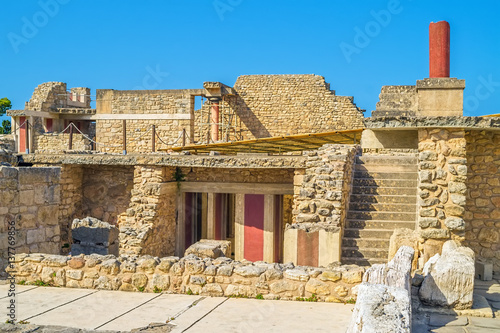 Knossos Palace ruin in sunny day, Crete, Greece. photo
