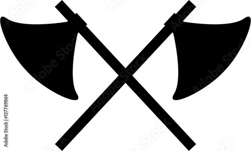 Norse Viking Crossed Axes in Silhouette