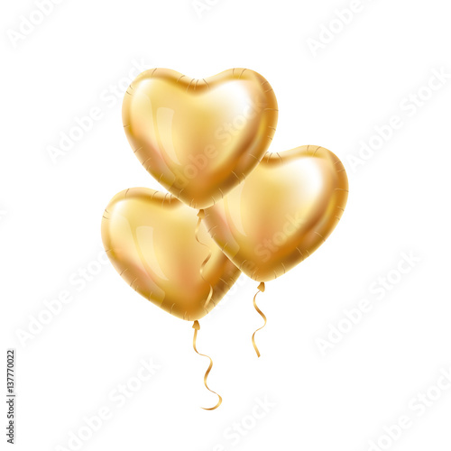 Heart Gold balloon on background