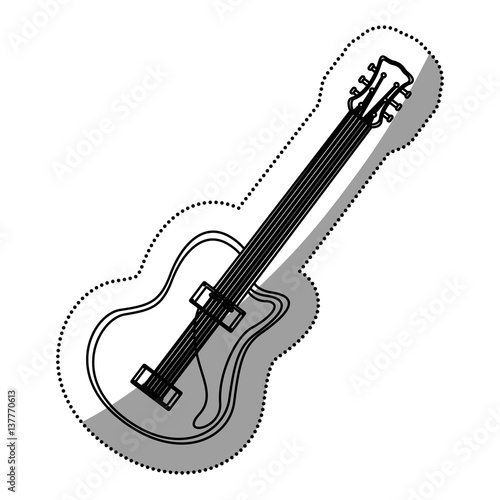 monochrome contour silhouette with electric guitar vector illustration