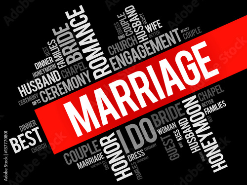 Marriage word cloud collage, concept background