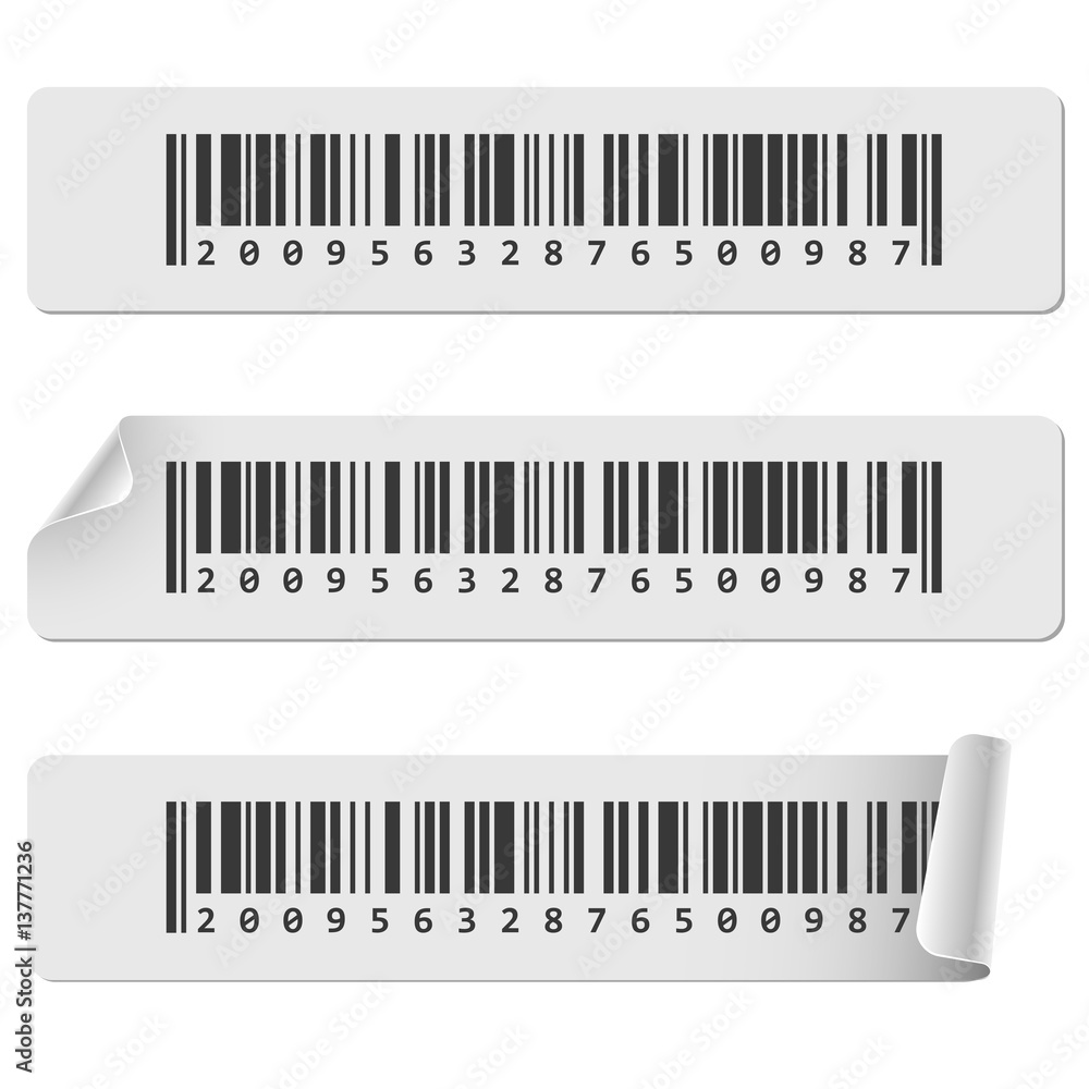 Horizontal white barcode sticker vector template. Horizontal white barcode sticker vector template.
