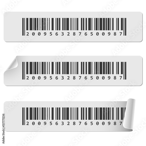 Horizontal white barcode sticker vector template.