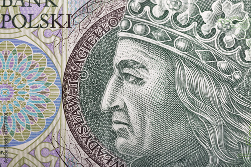 Polish money bill one hundred zloty macro