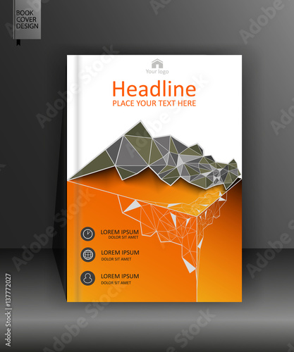 Book design in low poly. Report. Vector.