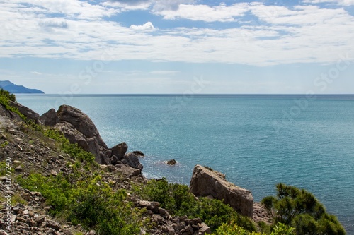 Beautiful seascape. South coast of Crimea, Novy Svet, near Kapchik cape