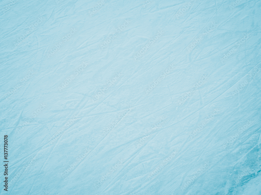 Fototapeta premium Close up photo of blue ice surface with scratches, space for texture or background