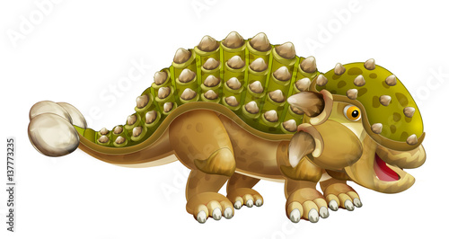 cartoon dinosaur euoplocephalus - isolated - illustration for children