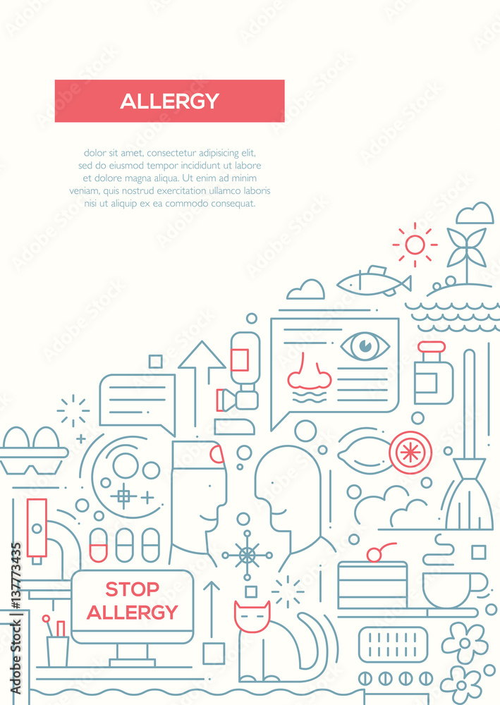 Allergy - line design brochure poster template A4 Allergy - line design brochure poster template A4