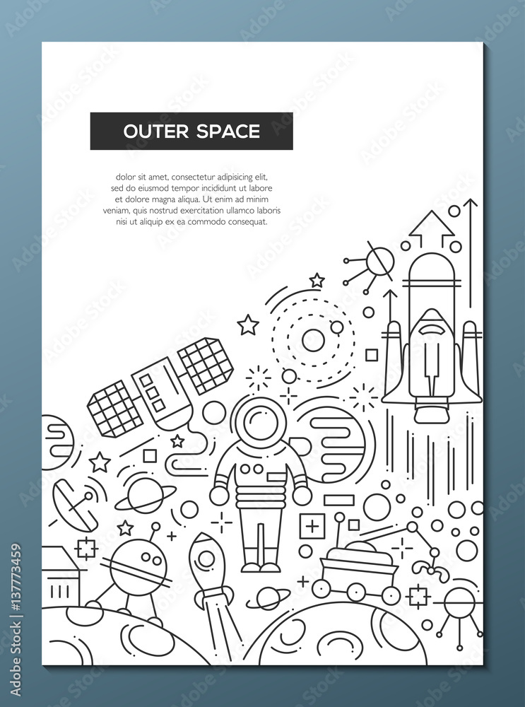 Obraz premium Outer Space - line design brochure poster template A4