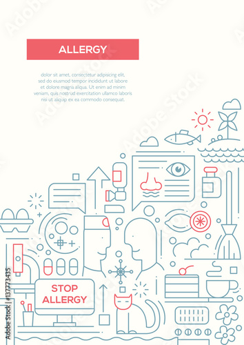 Allergy - line design brochure poster template A4