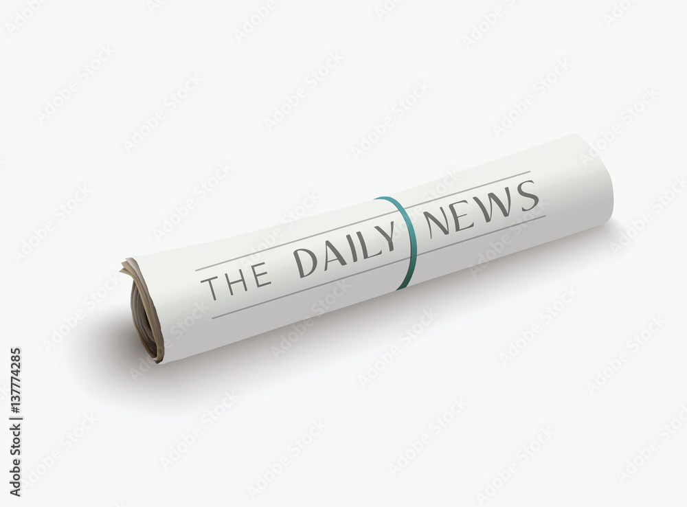 Vector rolled newspaper with the headline. Vector rolled newspaper with the headline.
