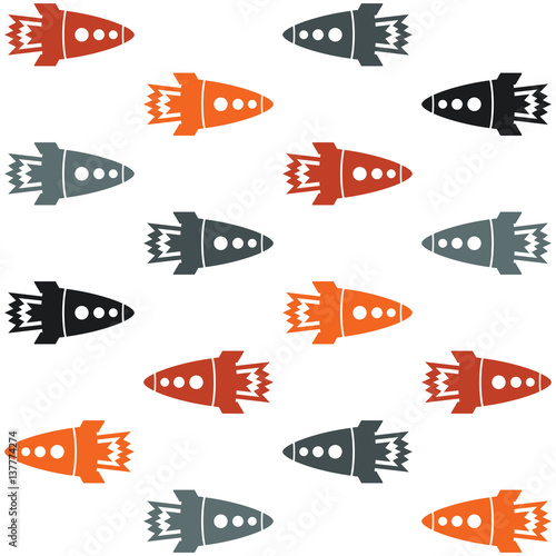 Gray rocket pattern on the white background