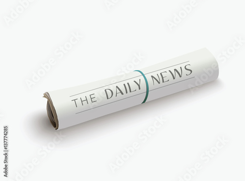 Vector rolled newspaper with the headline.