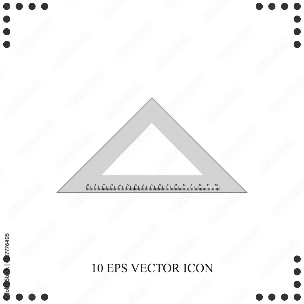 Triangular ruler icon. Geometric symbol. Linear outline icon. Triangular ruler icon. Geometric symbol. Linear outline icon.