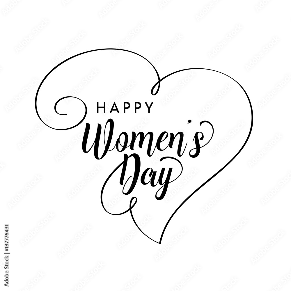 Happy Women's Day greeting card. Typographic design isolated on white background. Happy Women's Day greeting card. Typographic design isolated on white background.