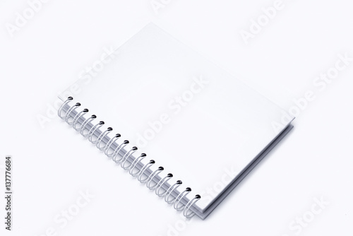 White leather notebook isolated on white background