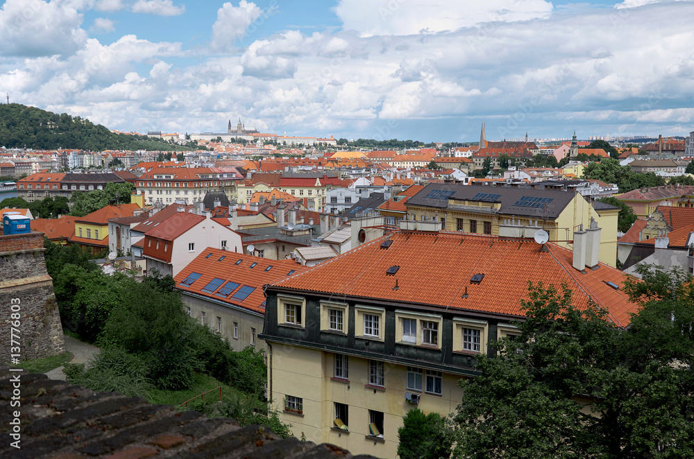 Czech Republic. Prague. The view from the height on the houses in Prague.