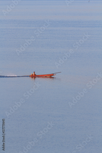 Fototapeta Naklejka Na Ścianę i Meble -  Boating at the lake in morning