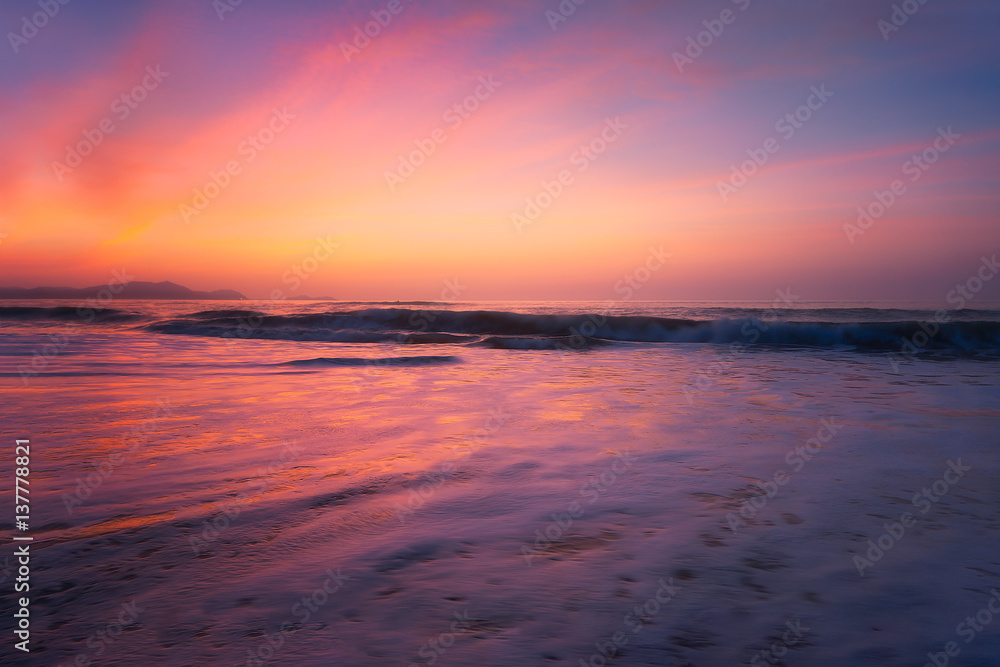 sunset on beach shore