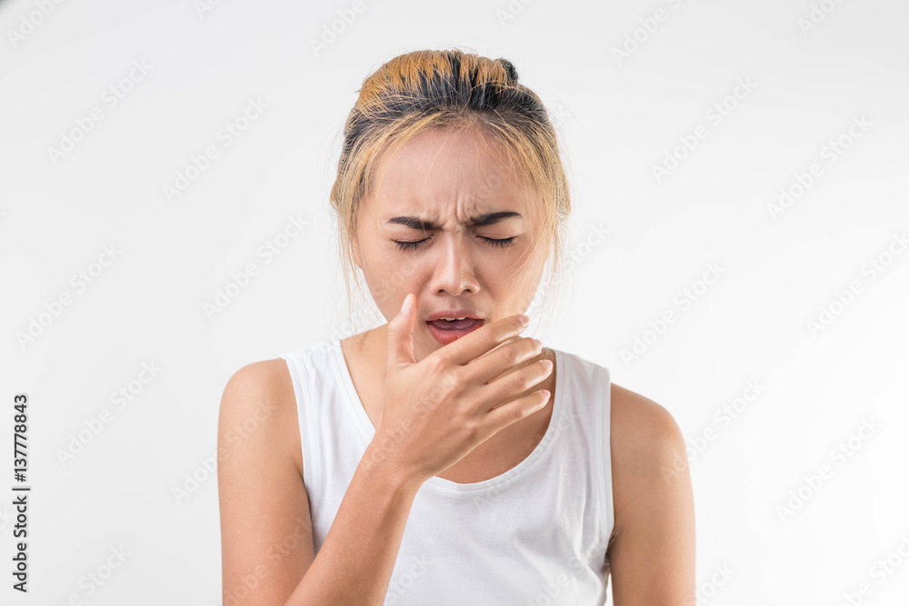 portrait of a young woman coughing.,health care concept. portrait of a young woman coughing.,health care concept.