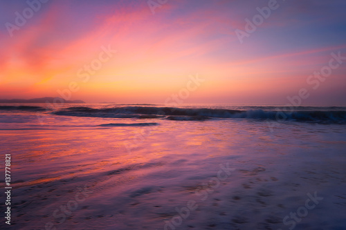 sunset on beach shore
