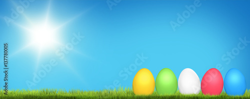colored easter eggs 3d render