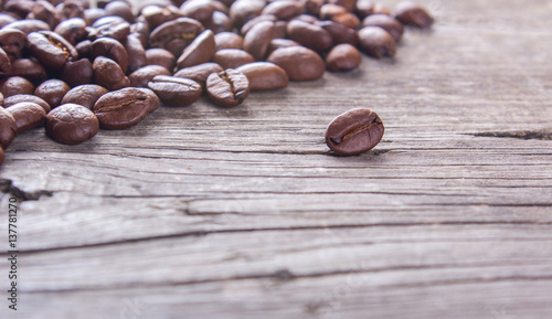 coffee beans on a wooden table