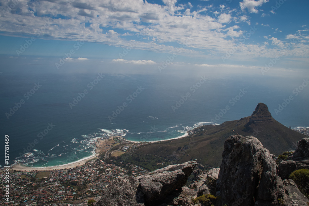 View from the top of Table Mountain, Cape Town in South Africa