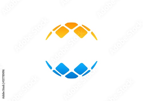 circle globe global logo, abstract globe connection logo sign symbol, global data shape icon technology business concept vector design template