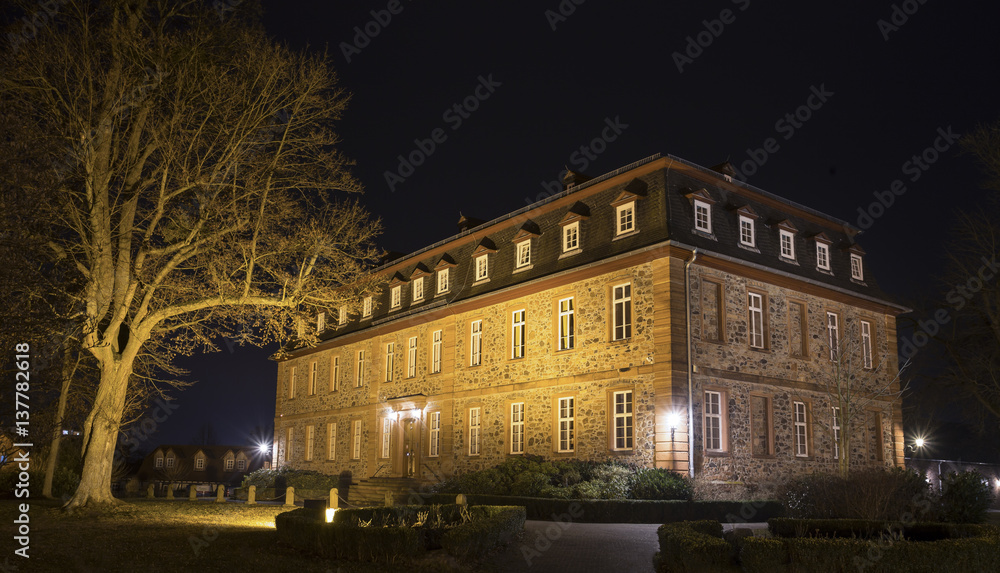 castle langenselbold germany at night