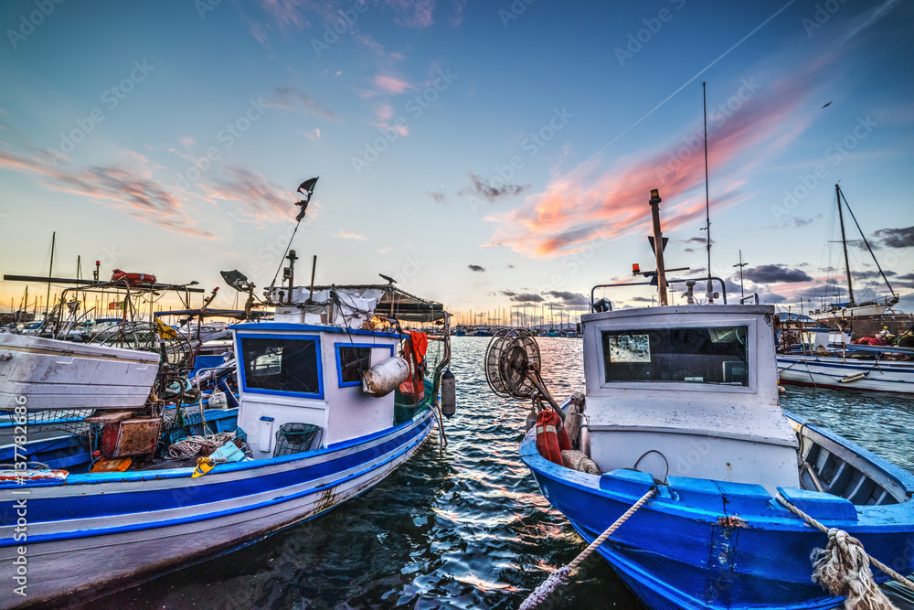 Fishing boats in Alghero harbor
