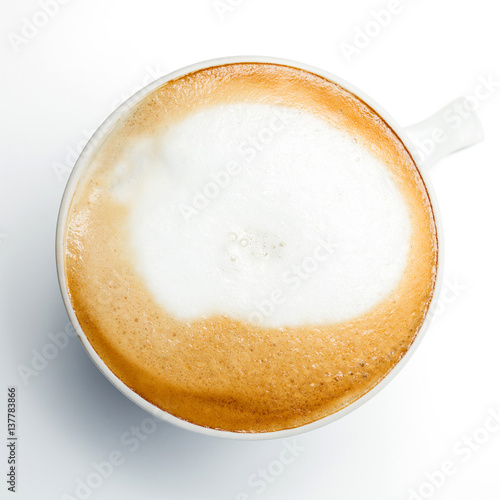 cup of coffee with foam isolated