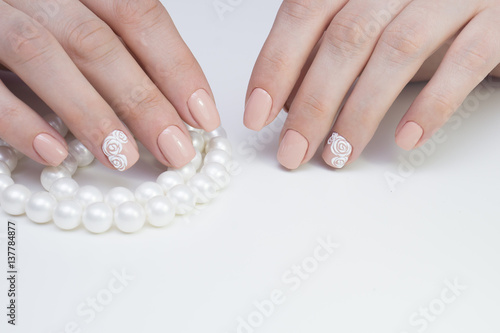 Beautiful woman's hands. Natural nails and manicure. Spa procedure.