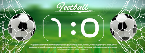 Soccer or Football Ball on green background.