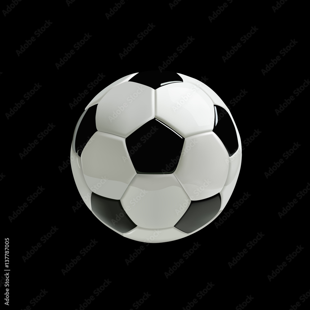 Fototapeta premium Realistic soccer ball on black background. Vector.
