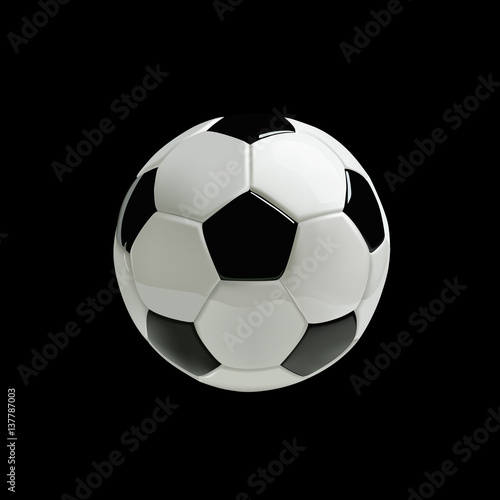 Realistic soccer ball on black background.