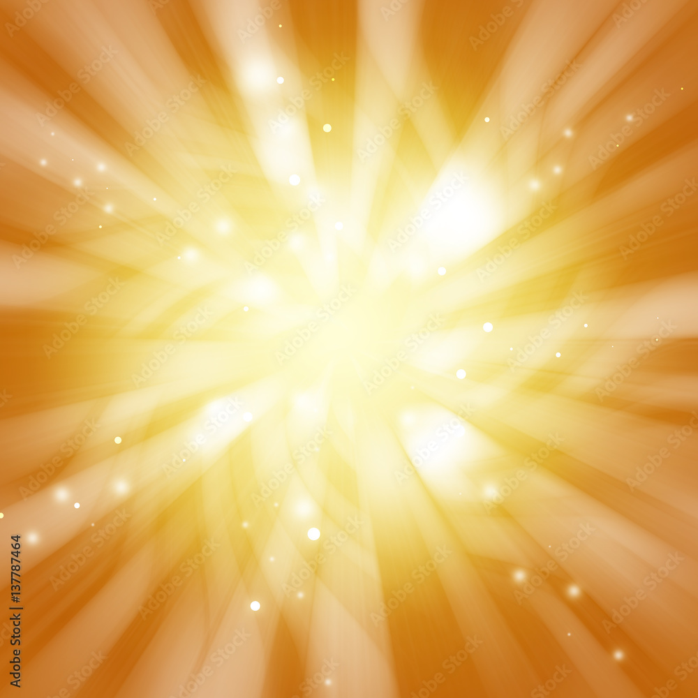 Fototapeta premium Gold sparkles glitter rays lights radial bokeh abstract background/texture.