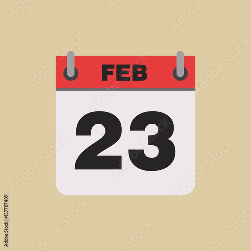 calendar flipping date time day month February simple flat vector illustration application app logo icon